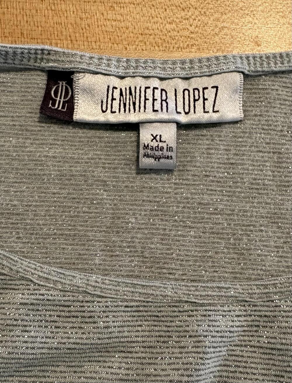 Jennifer Lopez Tank Top Womens XL Silver Scoop Neck Metallic Stretch - Picture 4 of 8